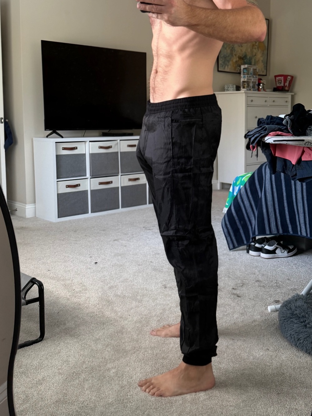 Men's BodyAware Black Ripstop Nylon Joggers XXL